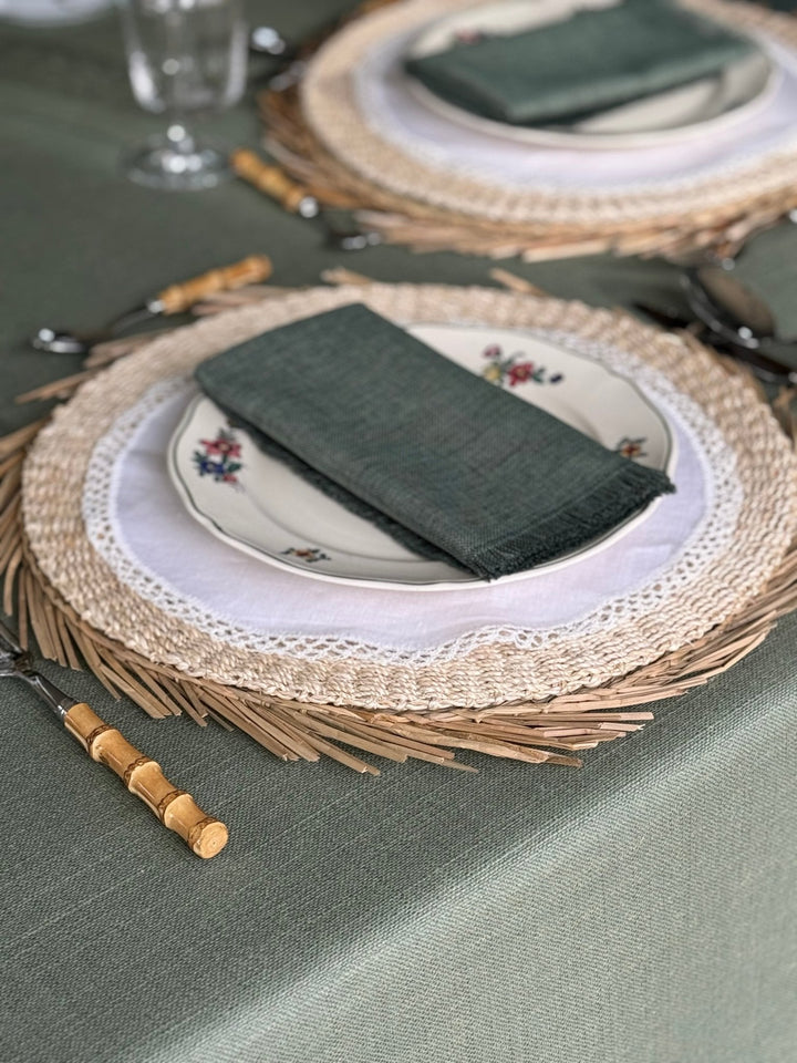 'Linen Eucalyptus Green' Spill-Resistant Tablecloth